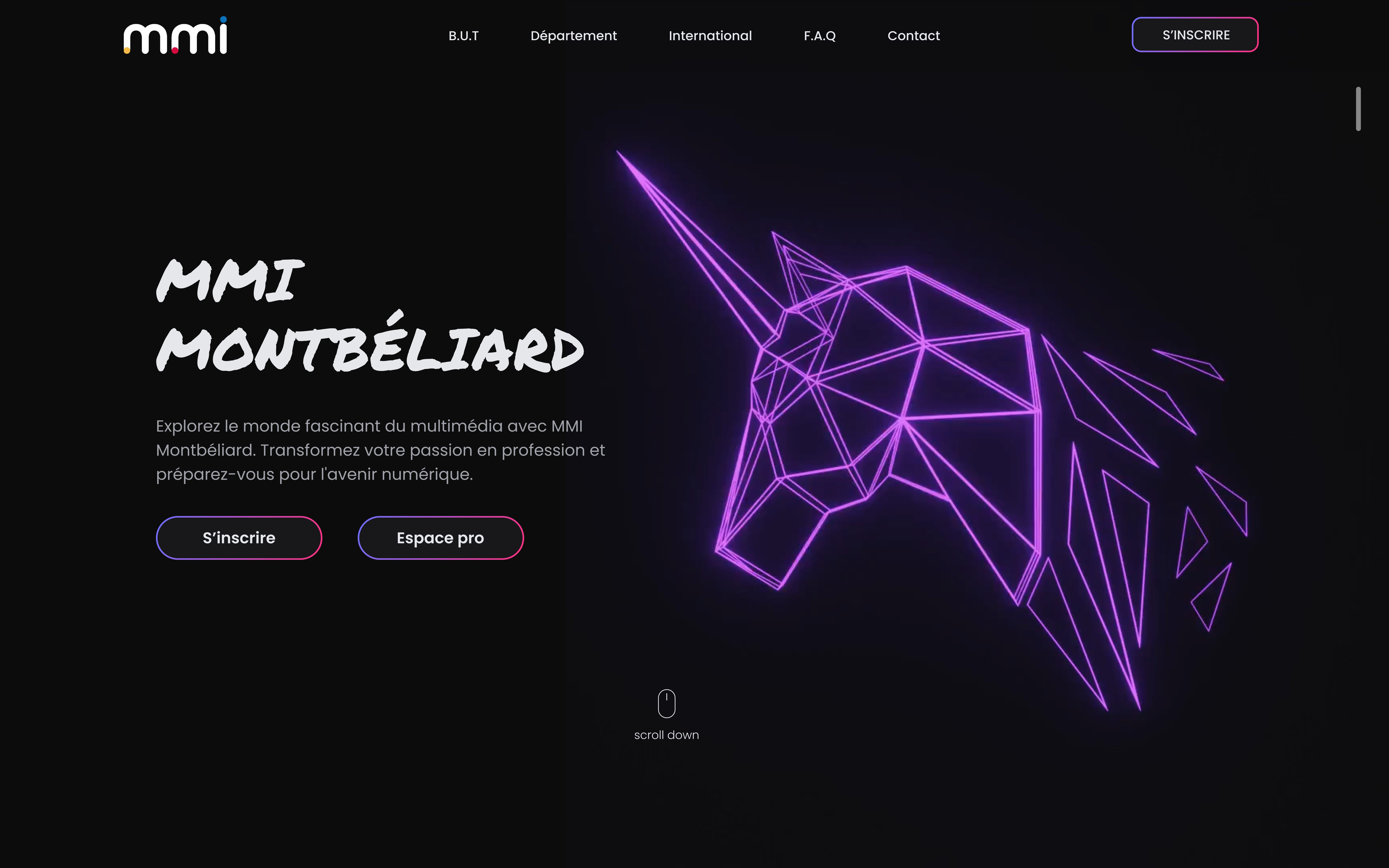 Image de la Landing Page du projet de refonte du site internet MMI Montbéliard
