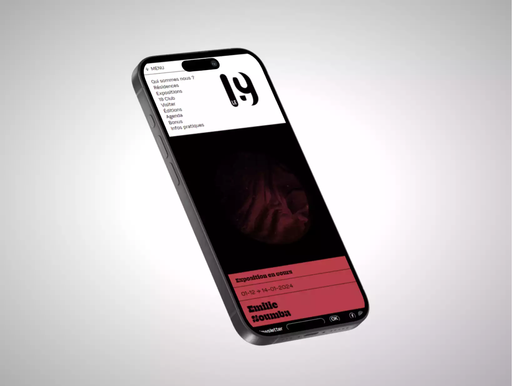 Mockup du nouveau logo du 19Crac sur une application téléphone