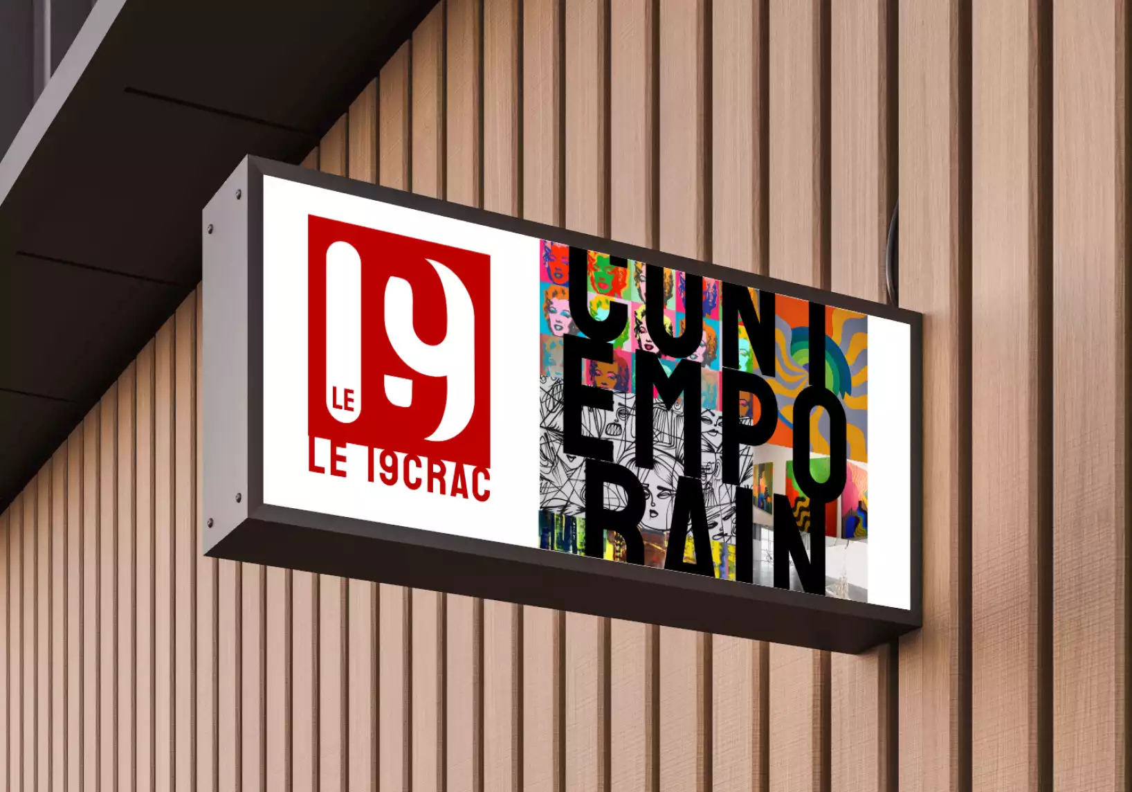 Mockup du nouveau logo du 19Crac sur un panneau publicitaire